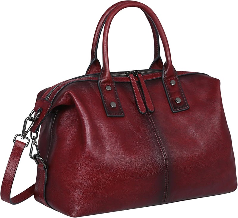 Iswee Genuine Leather Satchel Tote Bag Top Handle Handbag Designer Shoulder Bag Large Capacity Cross Body Bag - Image 1